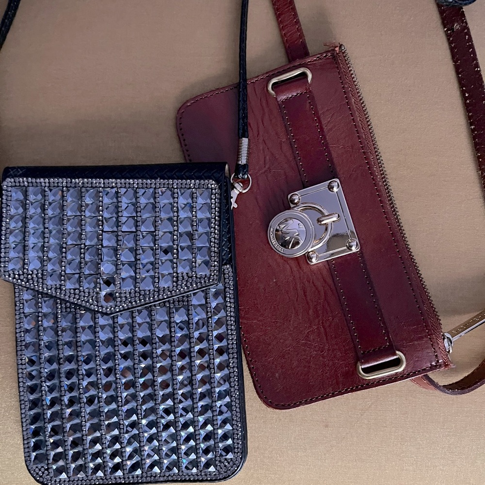 Michael kors belt wallet 71/2x4, leather & cross body pouch. Not leather.